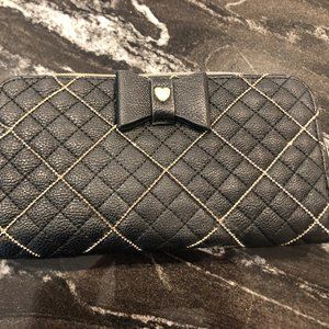 Betsey Johnson Black/Gold Beaded Bow Wallet